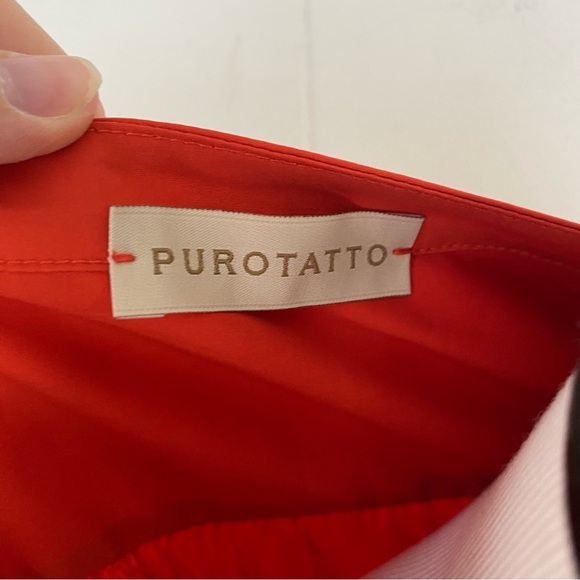 PUROTATTO Orange Tiered Maxi Dress W/ Tan Ribbon Size 44 US 6-8 Made In Italy - Picture 11 of 16